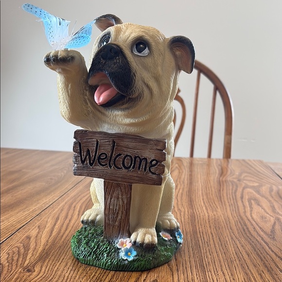 Other - Charming Dog Welcome Statue with Butterfly Solar Light